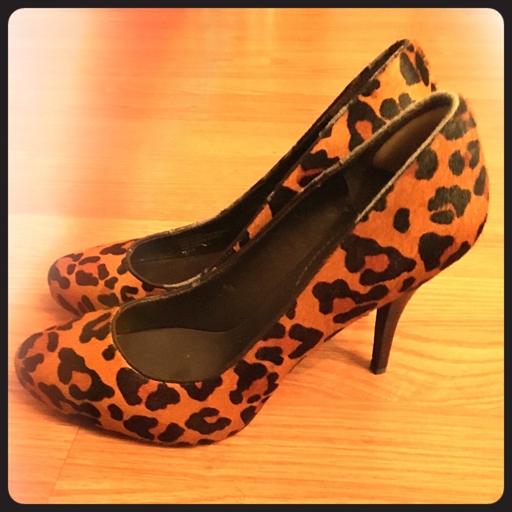 SOLD Banana Republic Leopard Print Calf Hair Heels
